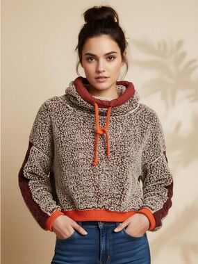 Free People Wild Heart Sherpa Cropped Pullover
